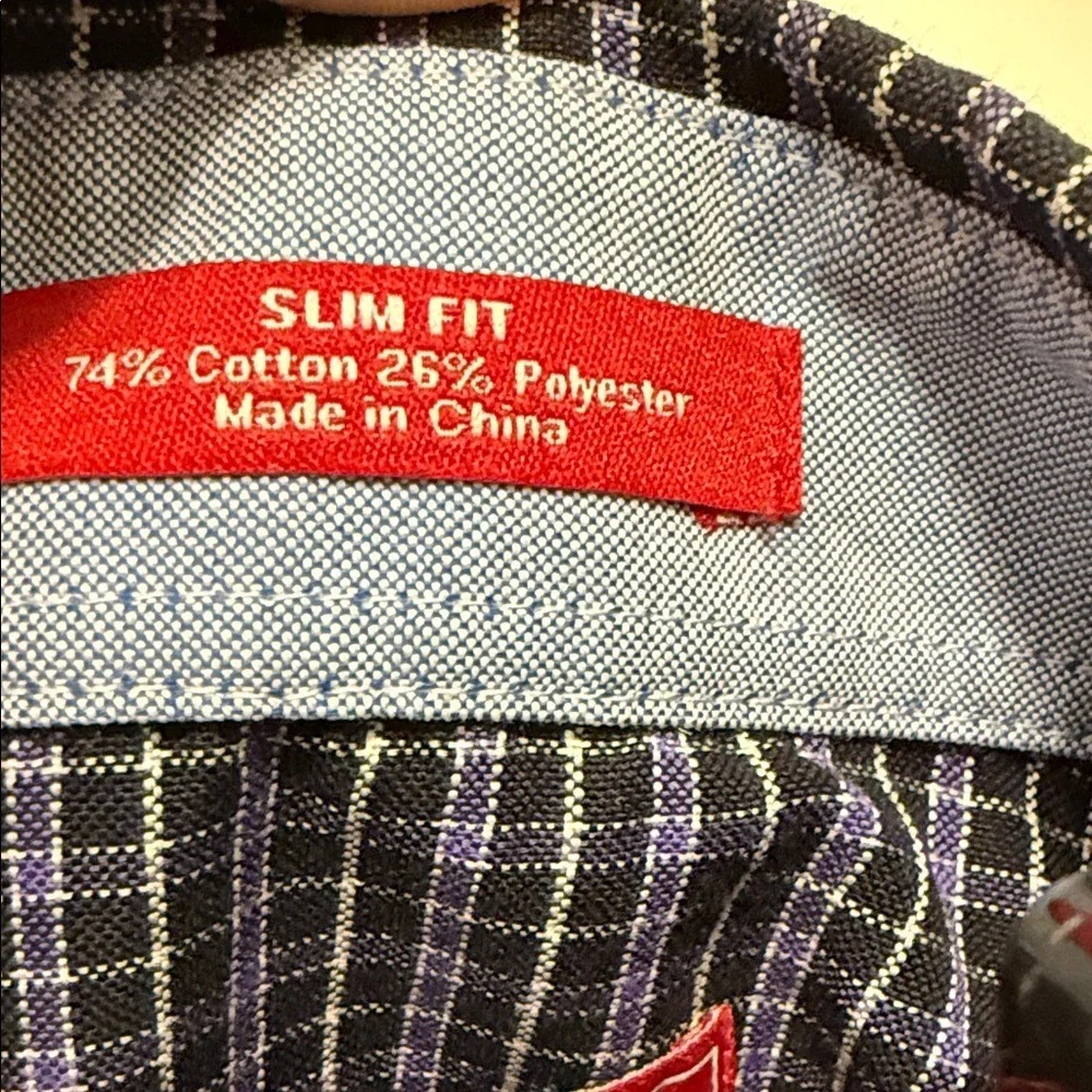 Chaps Slim‎ Fit Plaid Button Down Shirt Mens Medium Wrinkle Free Cotton Blend
